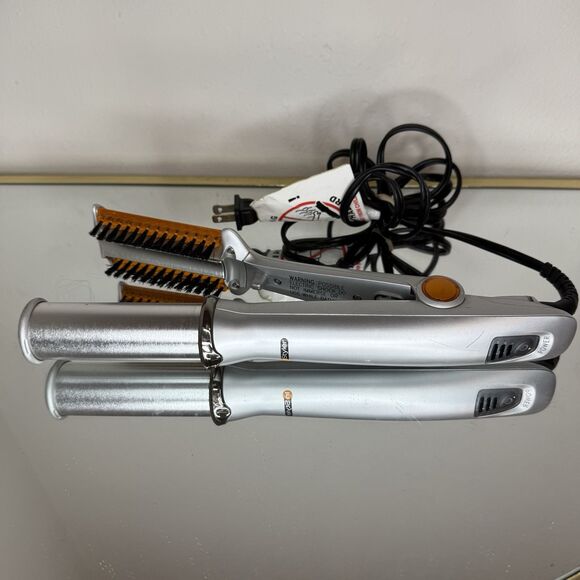 INSTYLER Rotating Spinning Hot Brush Straightener Curling Iron 1.25" Silver TEST - Picture 2 of 10